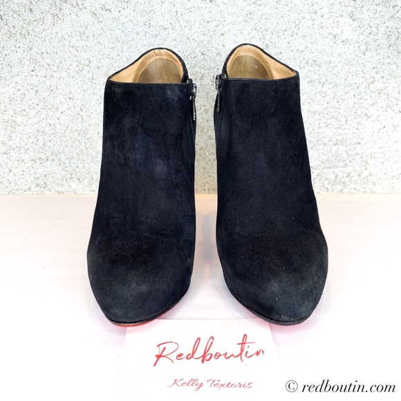 ♥️SOLD Louboutin Vicky Black Suede Ankle Boots - Picture 3 of 8